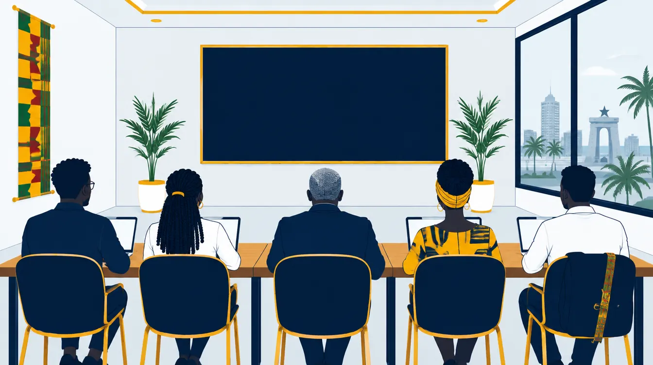 The AI Build Shop: a room of people at laptops, facing a board
